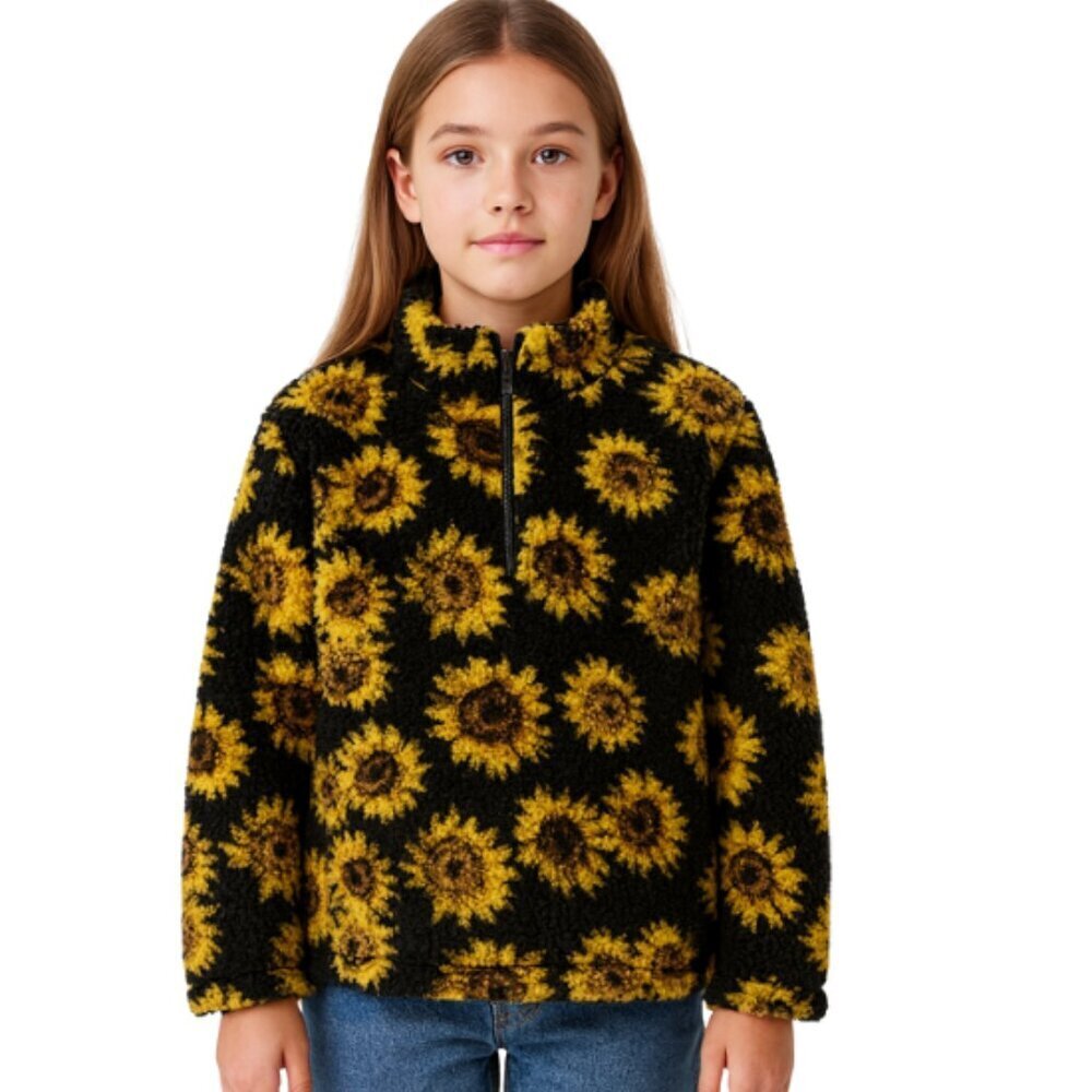 Treasure & Bond Kids Sunflower Fleece Quarter-Zip Pullover Size M 8/10